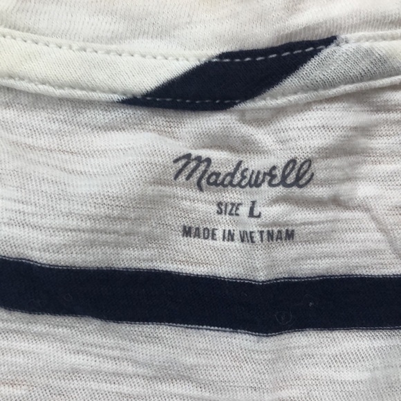 Madewell Whisper Cotton V-Neck w/ Pocket - Navy / White Stripes - Picture 7 of 16